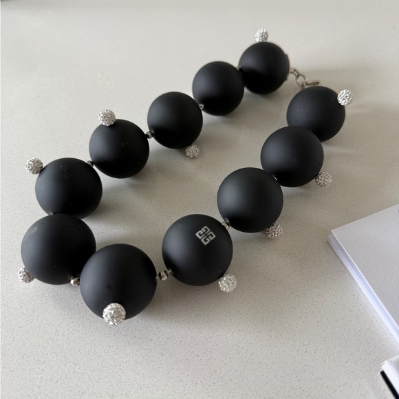 Givenchy Statement Black Bead and Crystal Necklace Jewelry - Picture 5 of 7